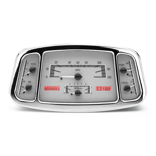 Dakota Digital Gauge, MDX System, 1933-34 Ford Car, Silver Alloy Style Face, Red Display, Custom