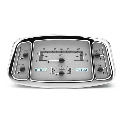 Dakota Digital Gauge, MDX System, 1933-34 Ford Car, Silver Alloy Style Face, White Display, Custom