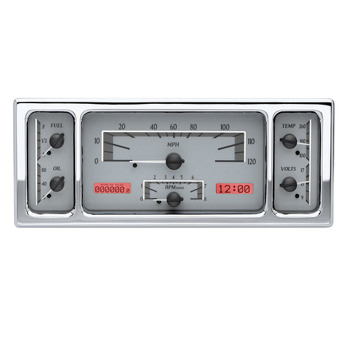 Dakota Digital Gauge, MDX System, 1935-36, 1939 Ford Car, Silver Alloy Style Face, Red Display, Custom