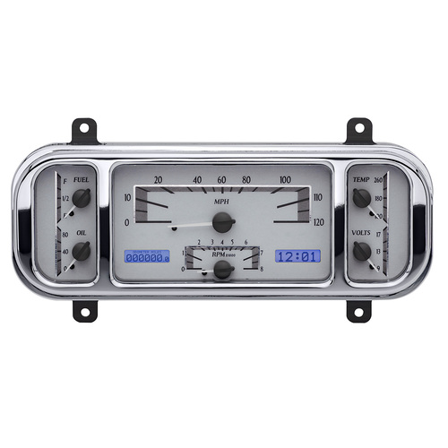 Dakota Digital Gauge, MDX System, 1937-38 Chevy Car, Silver Alloy Style Face, Blue Display, Custom