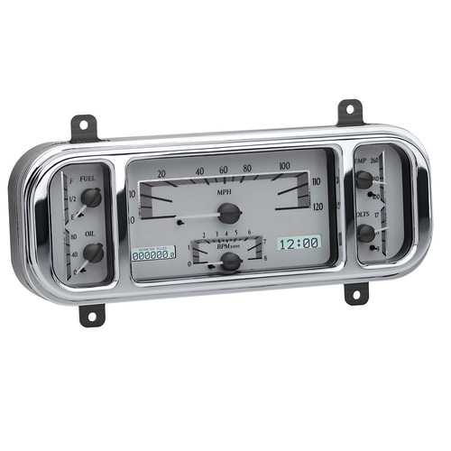 Dakota Digital Gauge, MDX System, 1937-38 Chevy Car, Silver Alloy Style Face, White Display, Custom