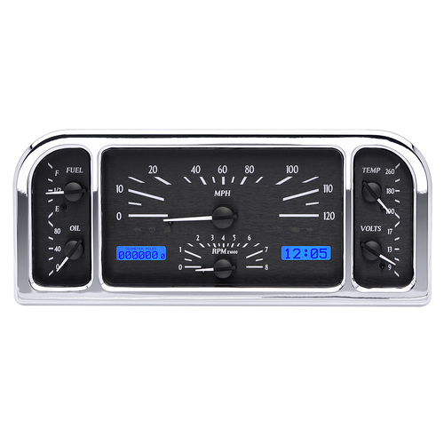 Dakota Digital Gauge, MDX System, 1937-38 Ford Car, Black Alloy Style Face, Blue Display, Custom