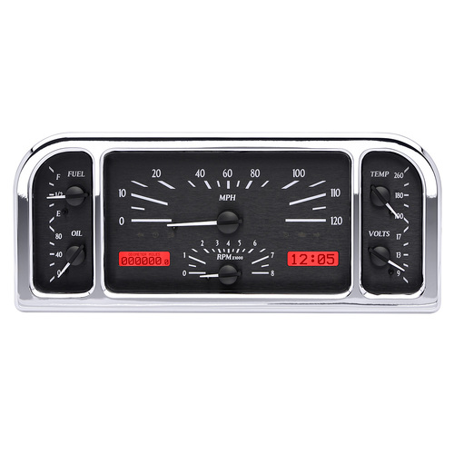 Dakota Digital Gauge, MDX System, 1937-38 Ford Car, Black Alloy Style Face, Red Display, Custom