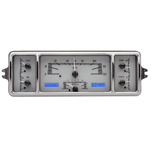 Dakota Digital Gauge, MDX System, 1939 Chevy Car, Silver Alloy Style Face, Blue Display, Custom