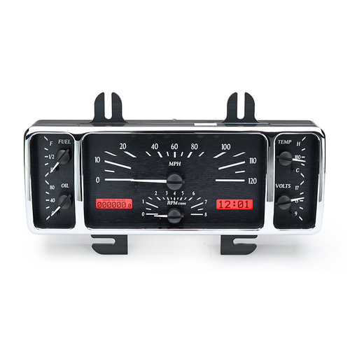 Dakota Digital Gauge, MDX System, 1940 Ford Car, 1940-47 Ford Truck, Black Alloy Style Face, Red Display, Custom