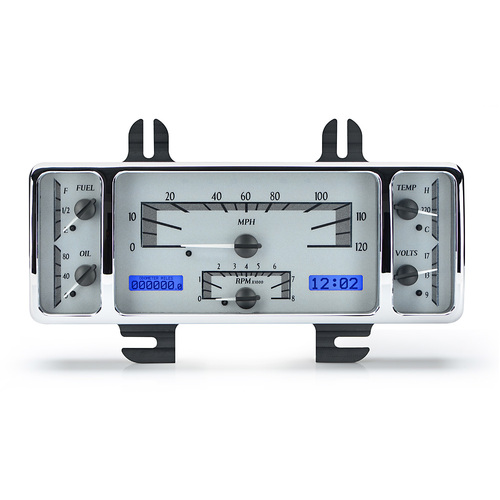 Dakota Digital Gauge, MDX System, 1940 Ford Car, 1940-47 Ford Truck, Silver Alloy Style Face, Blue Display, Custom