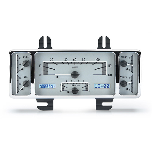 Dakota Digital Gauge, MDX System, 1940 Ford Car, 1940-47 Ford Truck, Silver Alloy Style Face, White Display, Custom