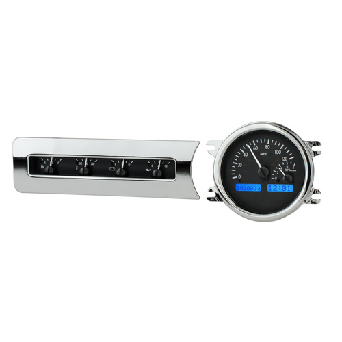 Dakota Digital Gauge, MDX System, 1941-48 Chevy Car, Black Alloy Style Face, Blue Display, Custom