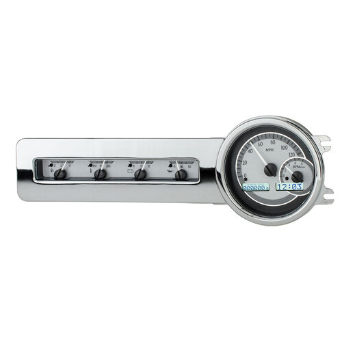 Dakota Digital Gauge, MDX System, 1941-48 Chevy Car, Silver Alloy Style Face, White Display, Custom