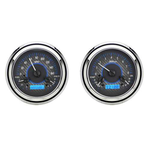 Dakota Digital Gauge, MDX System, 1947-53 Chevy Truck, Carbon Fiber Style Face, Blue Display, Custom
