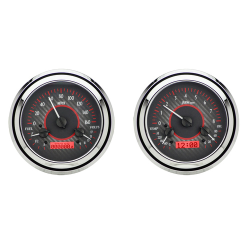 Dakota Digital Gauge, MDX System, 1947-53 Chevy Truck, Carbon Fiber Style Face, Red Display, Custom