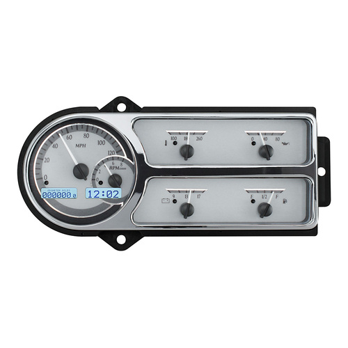 Dakota Digital Gauge, MDX System, 1948-50 Ford Truck, Silver Alloy Style Face, White Display, Custom