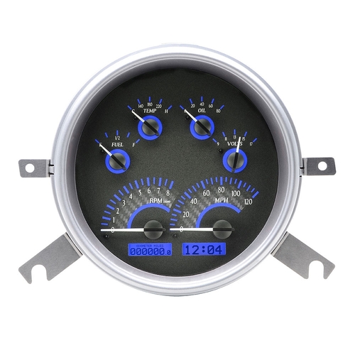 Dakota Digital Gauge, MDX System, 1949-50 Chevy Car, Carbon Fiber Style Face, Blue Display, Custom