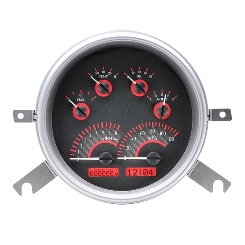 Dakota Digital Gauge, MDX System, 1949-50 Chevy Car, Carbon Fiber Style Face, Red Display, Custom