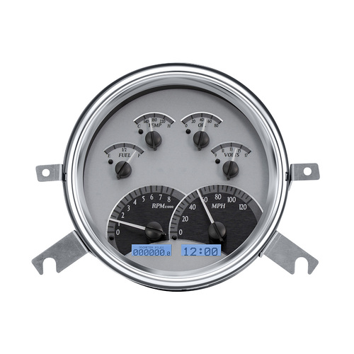 Dakota Digital Gauge, MDX System, 1949-50 Chevy Car, Silver Alloy Style Face, Blue Display, Custom