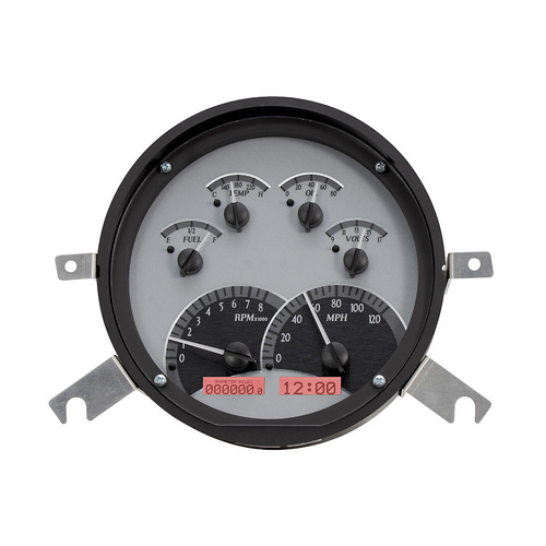 Dakota Digital Gauge, MDX System, 1949-50 Chevy Car, Silver Alloy Style Face, Red Display, Custom