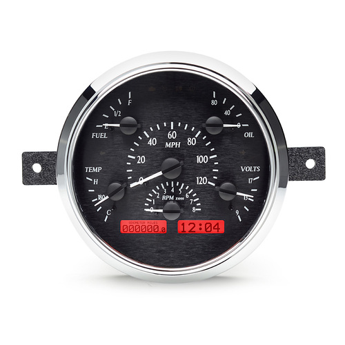 Dakota Digital Gauge, MDX System, 1949-50 Ford Car, Black Alloy Style Face, Red Display, Custom