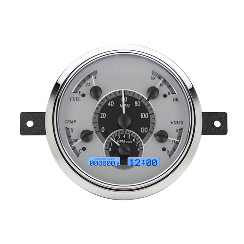 Dakota Digital Gauge, MDX System, 1949-50 Ford Car, Silver Alloy Style Face, Blue Display, Custom