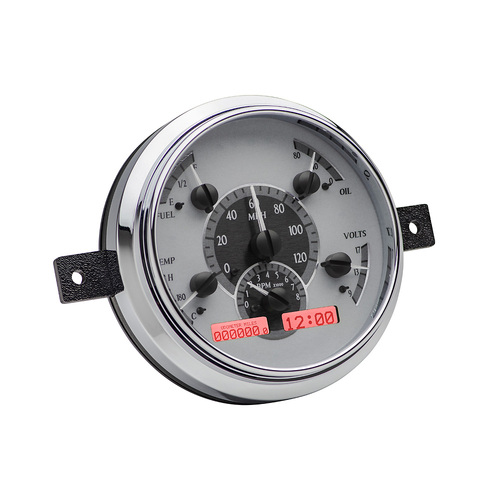 Dakota Digital Gauge, MDX System, 1949-50 Ford Car, Silver Alloy Style Face, Red Display, Custom