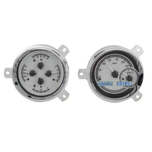 Dakota Digital Gauge, MDX System, 1951-52 Chevy Car, Silver Alloy Style Face, White Display, Custom