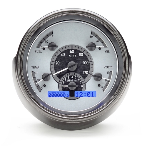 Dakota Digital Gauge, MDX System, 1951 Ford Car, Silver Alloy Style Face, Blue Display, Custom