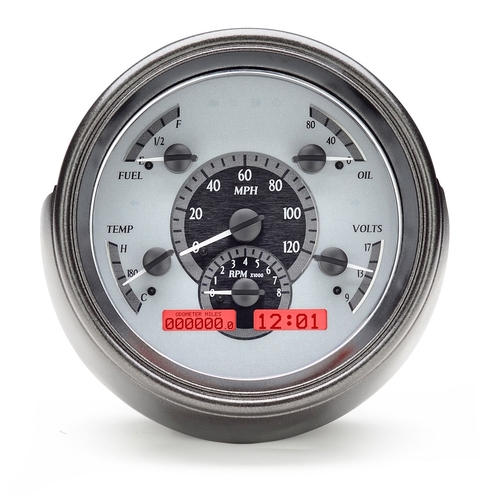 Dakota Digital Gauge, MDX System, 1951 Ford Car, Silver Alloy Style Face, Red Display, Custom