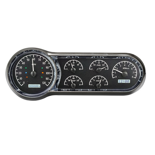 Dakota Digital Gauge, MDX System, 1953-54 Chevy Car, Black Alloy Style Face, White Display, Custom