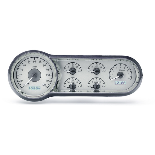 Dakota Digital Gauge, MDX System, 1953-54 Chevy Car, Silver Alloy Style Face, White Display, Custom