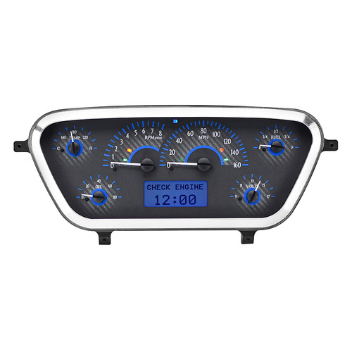 Dakota Digital Gauge, MDX System, 1953-55 Ford F100, Carbon Fiber Style Face, Blue Display, Custom