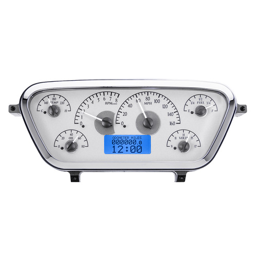 Dakota Digital Gauge, MDX System, 1953-55 Ford F100, Silver Alloy Style Face, Blue Display, Custom