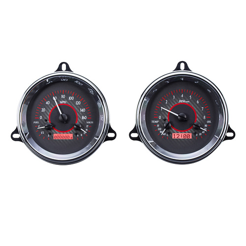 Dakota Digital Gauge, MDX System, 1954 Chevy Truck, Carbon Fiber Style Face, Red Display - Not Shown, Custom