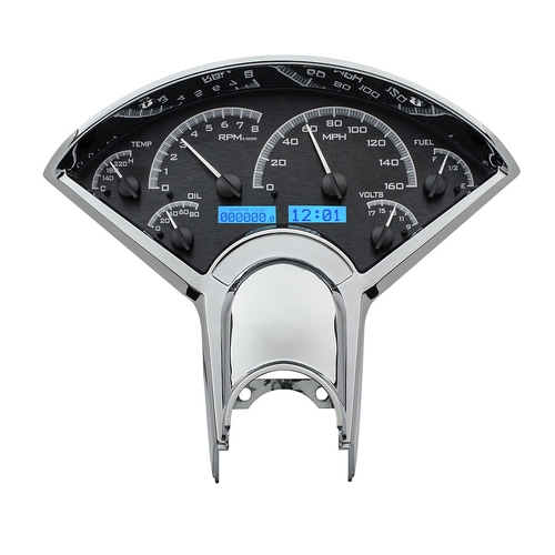Dakota Digital Gauge, MDX System, 1955-56 Chevy Car, Black Alloy Style Face, Blue Display, Custom