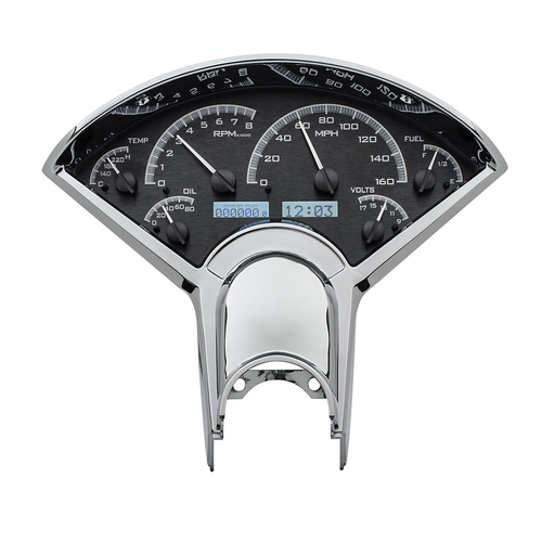 Dakota Digital Gauge, MDX System, 1955-56 Chevy Car, Black Alloy Style Face, White Display, Custom