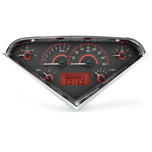 Dakota Digital Gauge, MDX System, 1955-59 Chevy Pickup, Carbon Fiber Style Face, Red Display, Custom
