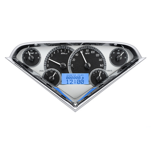 Dakota Digital Gauge, MDX System, 1955-59 Chevy Pickup, Silver Alloy Style Face, Blue Display, Custom