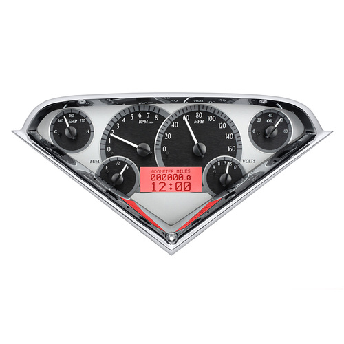 Dakota Digital Gauge, MDX System, 1955-59 Chevy Pickup, Silver Alloy Style Face, Red Display, Custom