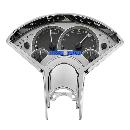 Dakota Digital Gauge, MDX System, 1955-56 Chevy Car, Silver Alloy Style Face, Blue Display, Custom