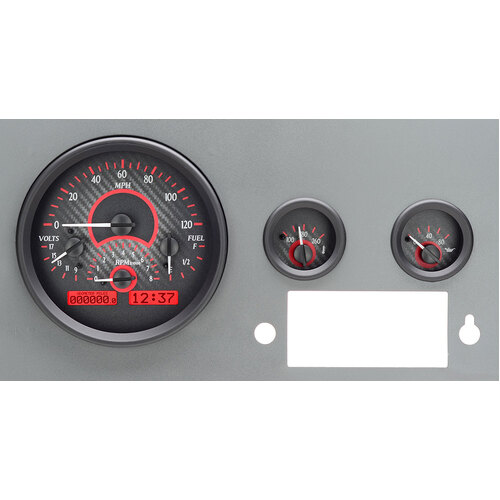 Dakota Digital Gauge, MDX System, 1955-86 Jeep CJ, Carbon Fiber Style Face, Red Display, Custom