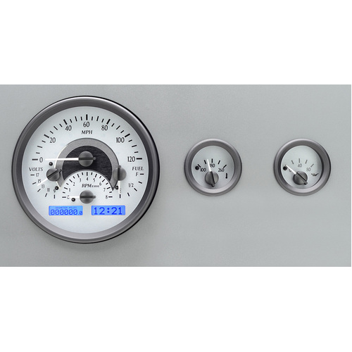 Dakota Digital Gauge, MDX System, 1955-86 Jeep CJ, Silver Alloy Style Face, Blue Display, Custom