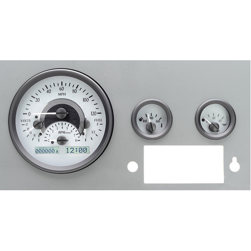 Dakota Digital Gauge, MDX System, 1955-86 Jeep CJ, Silver Alloy Style Face, White Display, Custom