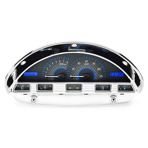 Dakota Digital Gauge, MDX System, 1956 Ford F100, Carbon Fiber Style Face, Blue Display, Custom