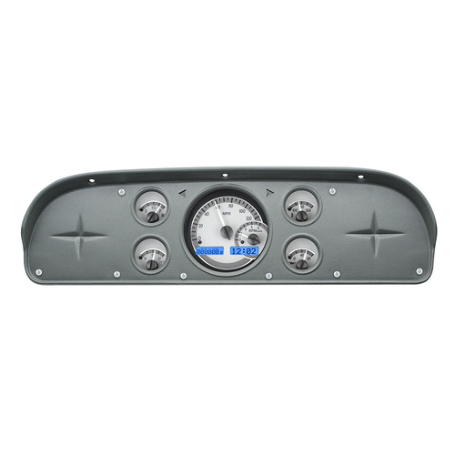 Dakota Digital Gauge, MDX System, 1957-60 Ford Pickup, Silver Alloy Style Face, Blue Display, Custom