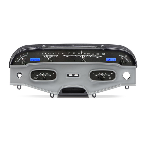 Dakota Digital Gauge, MDX System, 1958 Chevy Impala, Black Alloy Style Face, Blue Display, Custom