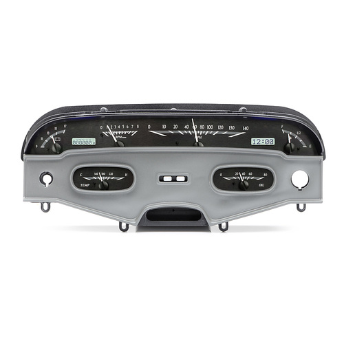 Dakota Digital Gauge, MDX System, 1958 Chevy Impala, Black Alloy Style Face, White Display, Custom