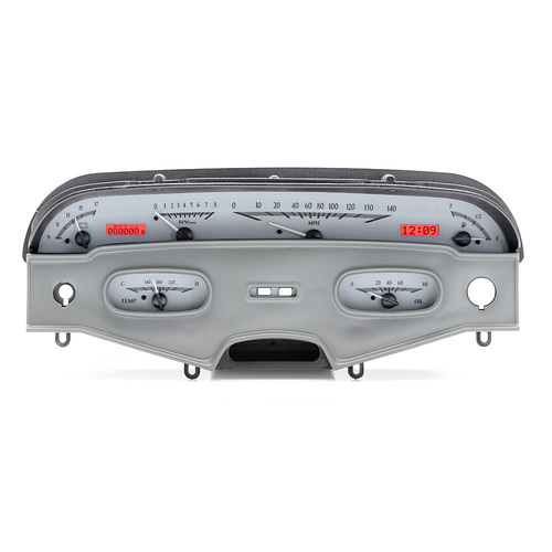 Dakota Digital Gauge, MDX System, 1958 Chevy Impala, Silver Alloy Style Face, Red Display, Custom