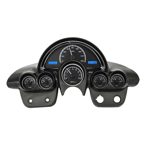 Dakota Digital Gauge, MDX System, 1958-62 Chevy Corvette, Black Alloy Style Face, Blue Display, Custom