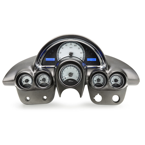 Dakota Digital Gauge, MDX System, 1958-62 Chevy Corvette, Silver Alloy Style Face, Blue Display, Custom