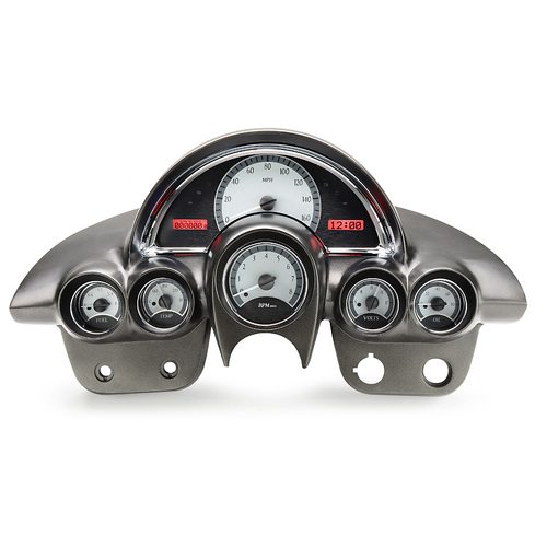 Dakota Digital Gauge, MDX System, 1958-62 Chevy Corvette, Silver Alloy Style Face, Red Display, Custom