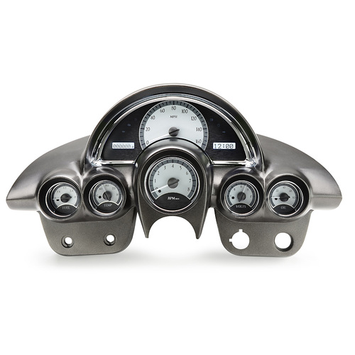 Dakota Digital Gauge, MDX System, 1958-62 Chevy Corvette, Silver Alloy Style Face, White Display, Custom