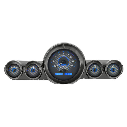 Dakota Digital Gauge, MDX System, 1959-60 Chevy Impala, Carbon Fiber Style Face, Blue Display, Custom